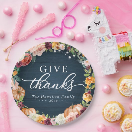 Danke an die rustikale Erntedank Dinner Pappteller (Party)