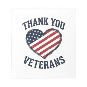 Danke an die Veteranen Patrioten-Herz Vintage-Shir Notizblock