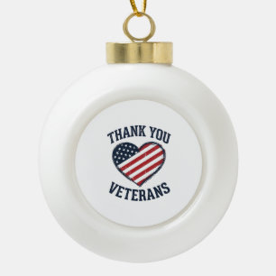 Danke an die Veteranen Patriotes Herz Vintage-Shir Keramik Kugel-Ornament