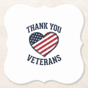 Danke an die Veteranen Patriotes Herz Vintage-Shir Untersetzer