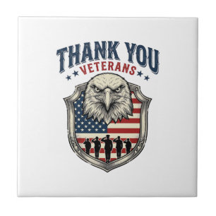 Danke an die Veteranen Patriotisches Adler-Schild- Fliese