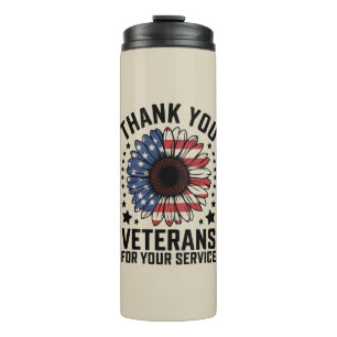 Danke an die Veteranen Sonnenblume Militärveterane Thermosbecher