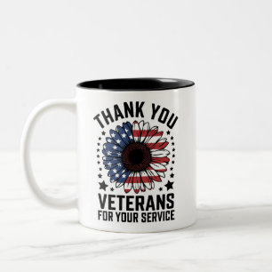 Danke an die Veteranen Sonnenblume Militärveterane Zweifarbige Tasse