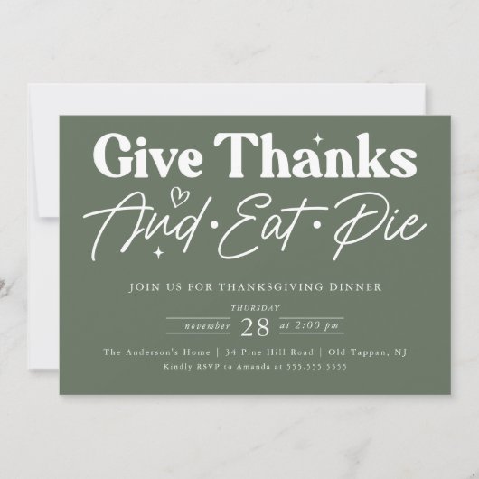 Danke an Eat Pie Erntedank Einladung (Vorderseite)