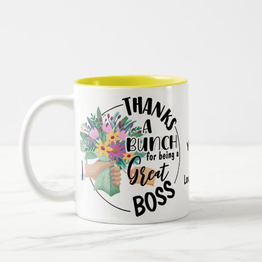 Danke an einen Boss Floral Apprecience Geschenk Zweifarbige Tasse (Links)