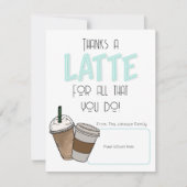 Danke an einen Latte Gift Card Holder Einladung (Vorderseite)