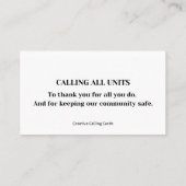 Danke an einen Polizisten Telefonnummerkarte (Rückseite)