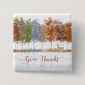 Danke an Erntedank Bäume und einsamen Hirsch Button (Vorderseite)