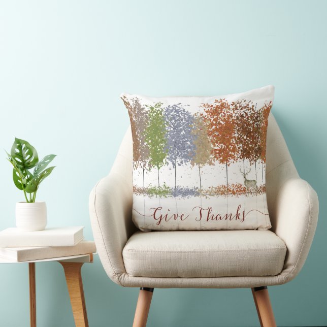 Danke an Erntedank Bäume und einsamen Hirsch Kissen (Stuhl )