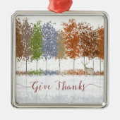 Danke an Erntedank Bäume und einsamen Hirsch Ornament Aus Metall (Vorne)