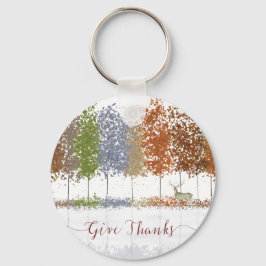 Danke an Erntedank Bäume und einsamen Hirsch Schlüsselanhänger