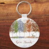 Danke an Erntedank Bäume und einsamen Hirsch Schlüsselanhänger (Vorderseite)