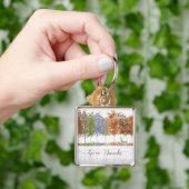 Danke an Erntedank Bäume und einsamen Hirsch Schlüsselanhänger (Hand)