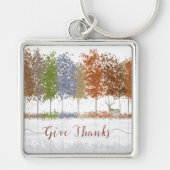 Danke an Erntedank Bäume und einsamen Hirsch Schlüsselanhänger (Vorne)