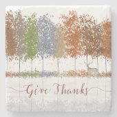 Danke an Erntedank Bäume und einsamen Hirsch Steinuntersetzer (Vorderseite)