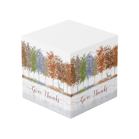 Danke an Erntedank Bäume und einsamen Hirsch Würfel (Vorderseite Schrägansicht)