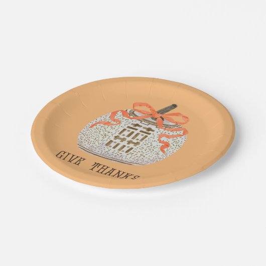Danke an Erntedank Chinoiserie Pumpkin Pappteller (Schrägansicht)