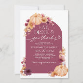 Danke an Erntedank Floral Pumpkin Einladung (Vorderseite)