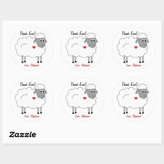 Danke an Ewe Sheep Sticker (Blatt)