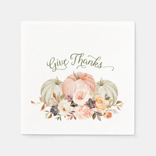 Danke an Floral Pumpkin Paper Napkins Serviette (Vorderseite)