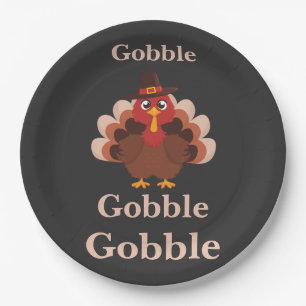 Danke an Funny Gobble Niedliches türkisches Adult Pappteller
