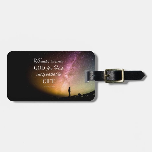 Danke an Gott - 2 Kor. 9:15 Gepäckanhänger (Vorderseite horizontal)