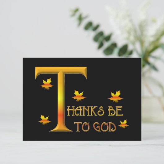 Danke an Gott (mit herbstfarbenen Blätter) Einladung (Stehend Vorderseite)