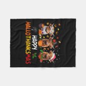 Danke an Hallothanksmas Highland Cow Halloween Fleecedecke (Vorderseite (Horizontal))