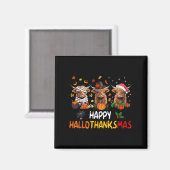 Danke an Hallothanksmas Highland Cow Halloween Magnet (Vorderseite/Rückseite)