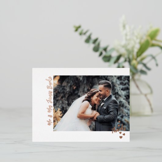Danke an Hearts Wedding Foto Foil Postcard Folie Einladungspostkarte (Stehend vorne)