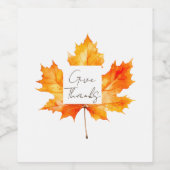 Danke an Herbstlaub Erntedank Weinetikett (Einzelnes Label)