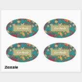 Danke an Herbstlaub Pattern Erntedank Ovaler Aufkleber (Blatt)