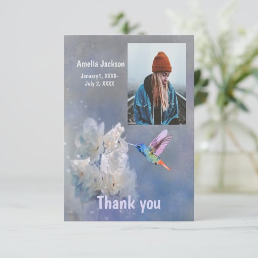 Danke an Hummingbird White Blume (Stehend Vorderseite)