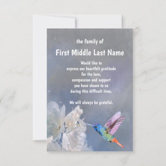 Danke an Hummingbird White Blume (Rückseite)