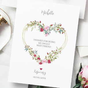 Danke an Ihre besten Freunde Florales Herz in Rot  Postkarte