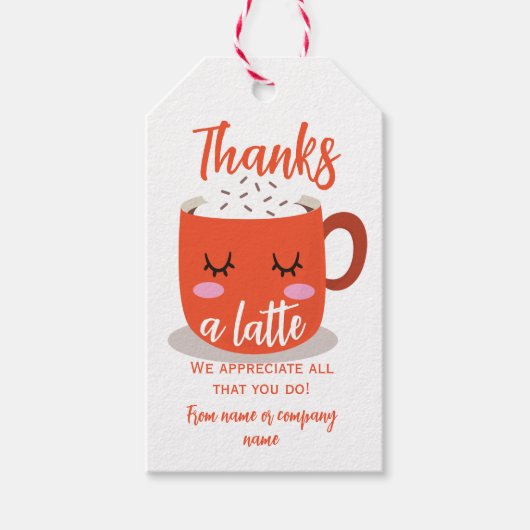 Danke an Latte Orange Geschenkanhänger (Vorderseite)