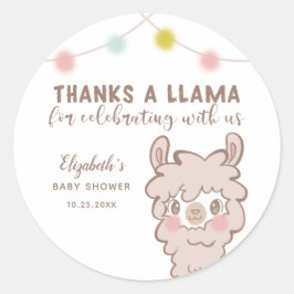 Danke an Llama Baby Dusche Gevor Runder Aufkleber