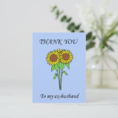 Danke an meine Ex-Ehemann-Sonnenblumen Postkarte (Stehend Vorderseite)