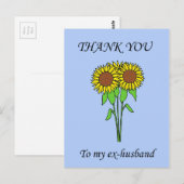Danke an meine Ex-Ehemann-Sonnenblumen Postkarte (Vorne/Hinten)