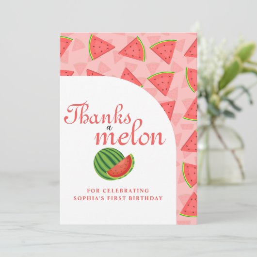 Danke an Melon 1. Geburtstag Watermelon (Stehend Vorderseite)