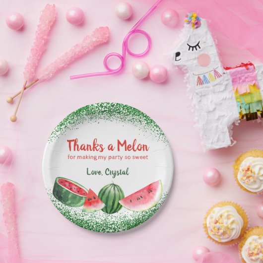 Danke an Melon Sweet Watermelon Birthday Pappteller (Party)
