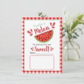 Danke an Melon Teacher Dankeschön Card Einladung (Stehend Vorderseite)