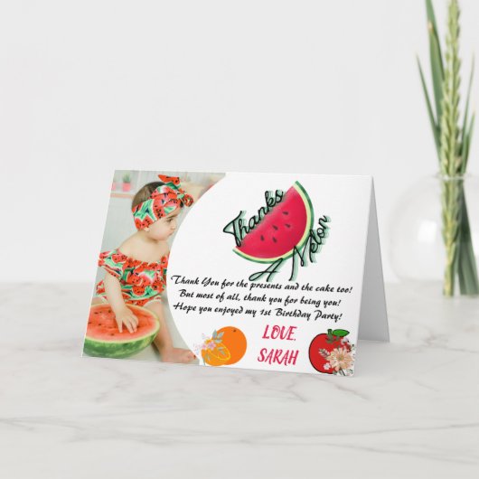 Danke an Melon Watermelon Foto Birthday Card (Vorderseite)