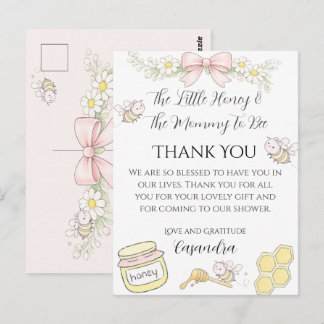 Danke an Mommy to Bee mit rosa Schleife zur Babypa Postkarte