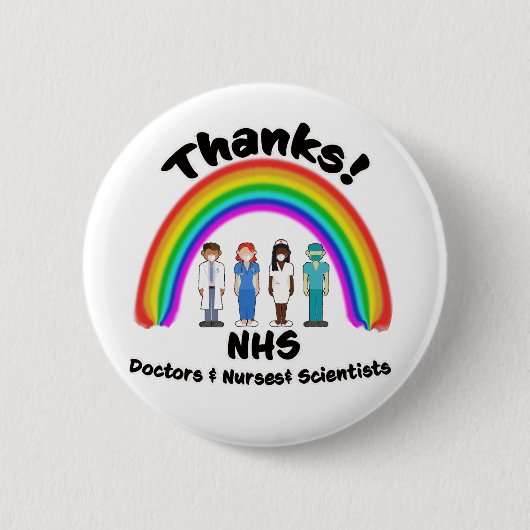 Danke an NHS Doctors Nurses Scientists Rainbow Button (Vorderseite)