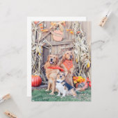 Danke an Niedliche Hunde und Erntedank Harvest Karte (Vorderseite/Rückseite Beispiel)