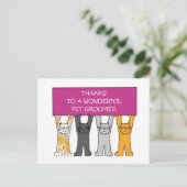Danke an Pet Groomer Cartoon Cats Postkarte (Stehend Vorderseite)