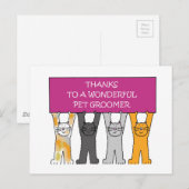 Danke an Pet Groomer Cartoon Cats Postkarte (Vorne/Hinten)