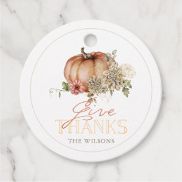 Danke an Pumpkin & White Dahlia Erntedank Geschenkanhänger