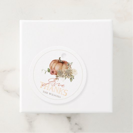 Danke an Pumpkin & White Dahlia Erntedank Geschenkanhänger (Beispiel)